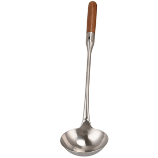 鹤牌高档实心不锈钢炒勺木柄炒菜勺商用手勺厨师专用大马勺打汤勺