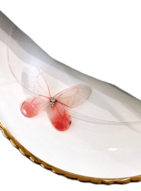 夏季仙女薄纱隐形立体蝴蝶项链