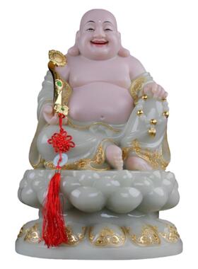 金佛堂玉石招财中式摆件