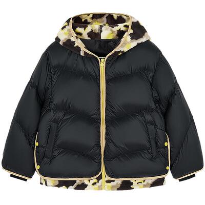 [沐言同款]woobaby儿童羽绒服男女童冬季假两件95白鸭绒抗菌厚