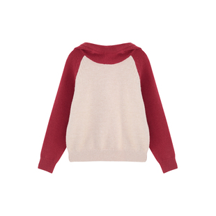 LEOHAPPY女童毛衣2025新款冬儿童针织衫连帽中大童套头毛织上衣