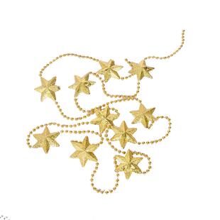 圣诞节装饰珠串圣诞树品五角星星金色红色银色透明链条挂件吊饰