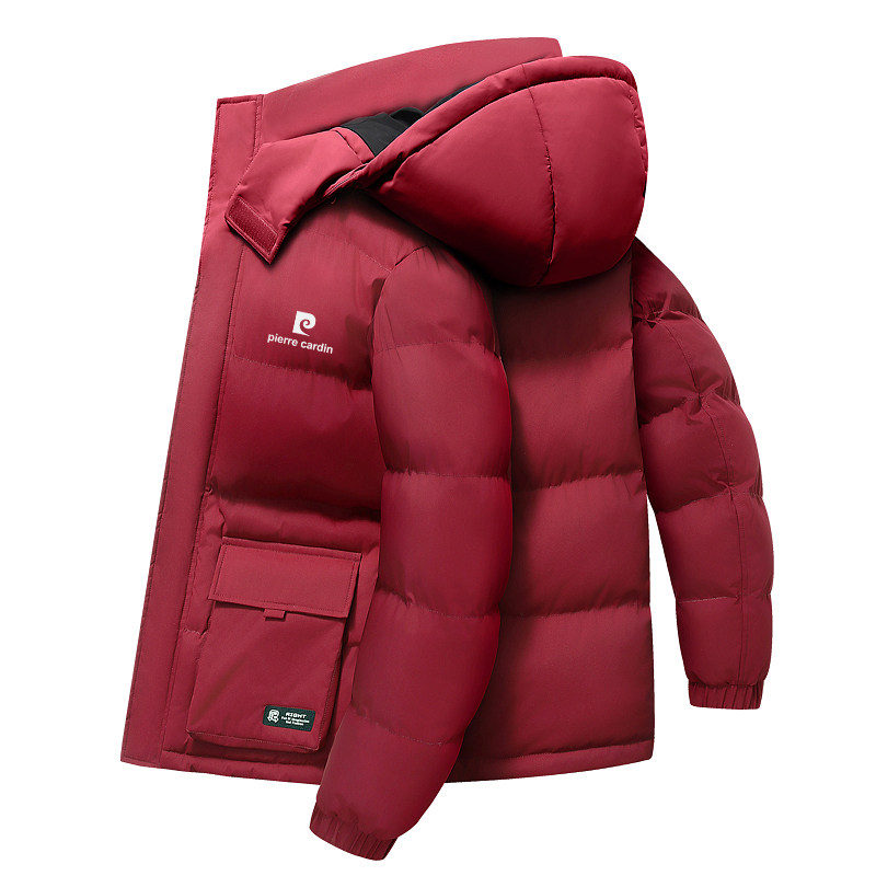 皮尔卡丹连帽加厚棉服爸爸冬装男