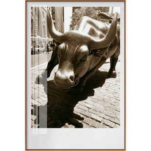 米亦堂 华尔街牛市雕塑 纽约摄影照片运势现代办公室书房玄关挂画