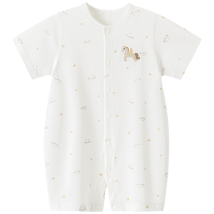 【轻氧棉】婴幼儿透气短袖连体哈衣夏季薄款马年宝宝凉感睡衣爬服