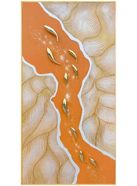 抽象手绘单幅客厅轻奢玄关装饰画