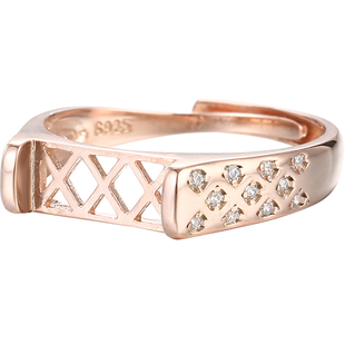 S925纯银戒指空托男女指环方形戒托镶嵌玛瑙碧玉石马鞍银托5*11