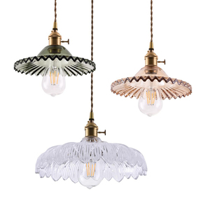 美式乡村复古怀旧老上海奶茶店漫咖啡店吧台单头莲花玻璃小吊灯