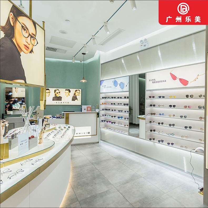 整店定制创意眼镜店展示货柜木质中纤板烤漆陈列货架玻璃展示柜