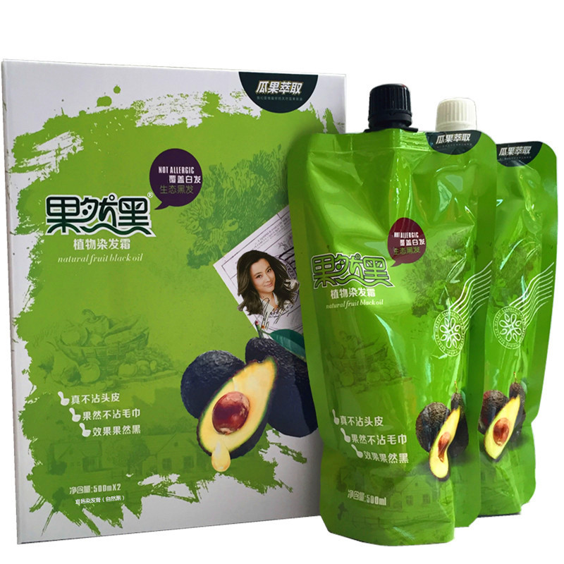 果然黑植物染发清水一洗头皮