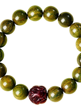 宫里上新天然老料绿檀生肖手链