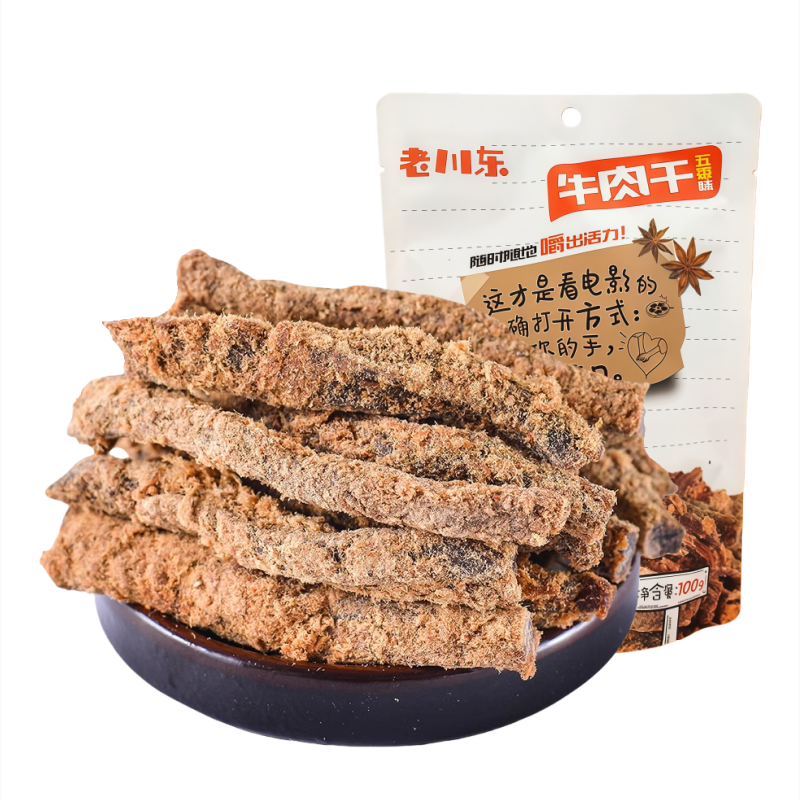 老川东川香牛肉干条100克