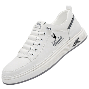 花花公子男鞋板鞋2025冬季新款真皮透气运动休闲鞋百搭软底小白鞋