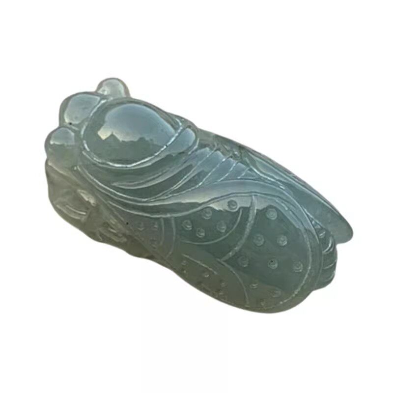 一鸣惊人蝉天然翡翠雕刻知了吊坠