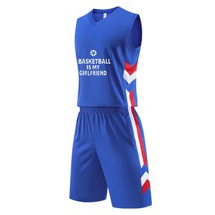 蓝色篮球服男套装成人美式男生潮流街头篮球衣定制夏季运动训练服