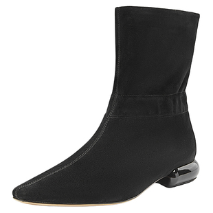 奥莱Nine West/玖熙2025年弹力靴女复古绒面低跟袜靴瘦瘦靴女