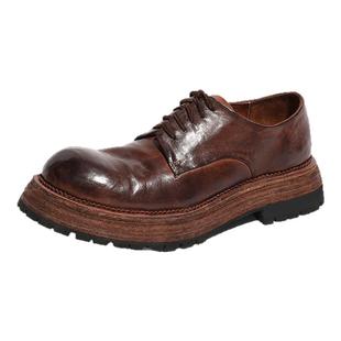 dreambox钧博vibram防滑厚底增高大头皮鞋2025秋季马皮男鞋