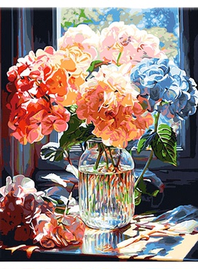 数字油画diy填色画手绘丙烯花卉