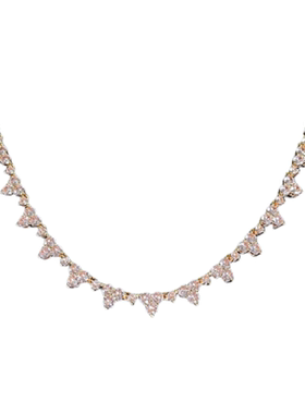 霜花蝴蝶 宝石项链 古董感 镀18K金 音符露珠几何锆石项链 叠戴