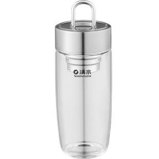 清水鹅蛋形车载玻璃杯通透杯体便携提环加长滤网316不锈钢内盖