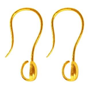 金佛爷18k金古法金耳钩祥云铜钱花纹耳钩空托diy手工配件耳饰耳环