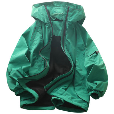 秋冬季新款男童外套纯色连帽上衣