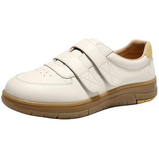 森达百搭小白鞋女款26年新款板鞋商场同款平底魔术贴运动鞋4BKC1