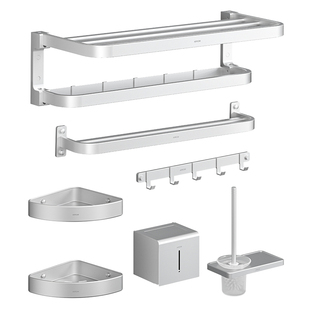 箭牌卫浴免打孔毛巾架五金挂件套装浴室浴巾架卫生间太空铝置物架
