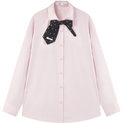 【商场同款】乐町挺括棉感外套式衬衫女可拆蝴蝶结上衣C1CAG2101