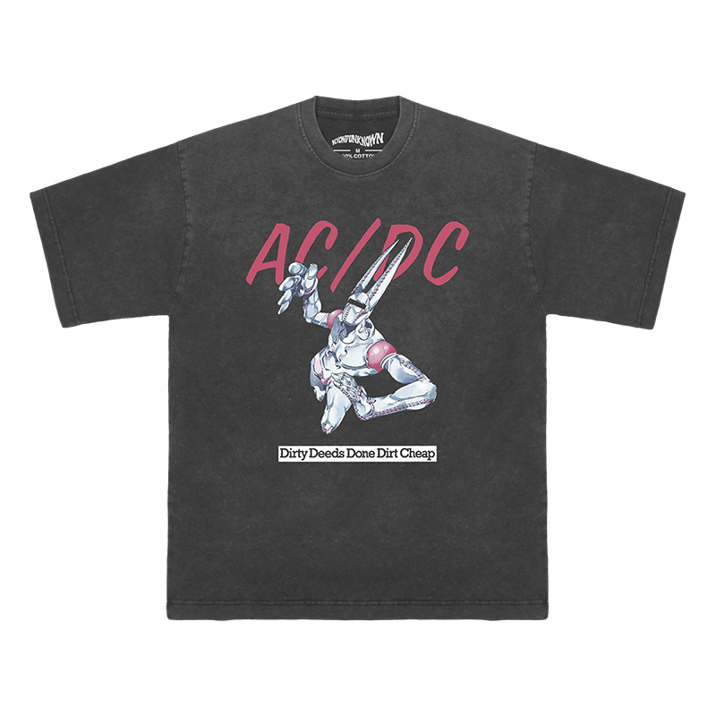 JOJO的奇妙冒险ACDC荒木飞吕彦大总统D4C水洗纯棉短袖男T恤Shirt