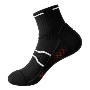 男士运动袜子男款中筒袜夏季毛巾底跑步专业马拉松防滑羽毛球黑色