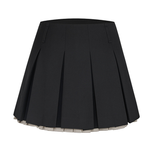 indicia标记2026春季新款格纹撞色设计感高腰短款百褶裙L2A6QZ033