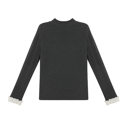 柒院家大码女装钉珠针织长袖T恤
