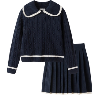 巴拉巴拉女童裙子套装大童宝宝学院风jk针织衫秋冬季新款童装儿童
