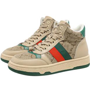 红蜻蜓女鞋秋冬新款复古厚底增高运动休闲鞋高帮板鞋加绒保暖棉鞋