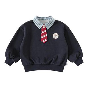 INSbobo男童卫衣2026春季好看假两件新款宝宝上衣儿童衣服童装潮