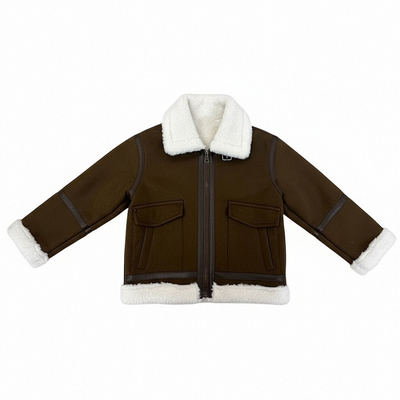 男童羊羔绒皮衣加绒厚2024新款