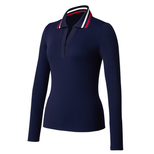 网球套装女2026新款Polo领长袖羽毛球v领户外跑步训练t健身服上衣