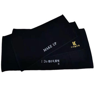 黑色毛巾纯棉方巾浴巾化妆师专用大毛巾垫布订制logo化妆台布桌布