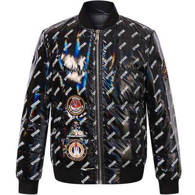 BM欧美镭射亮面刺绣羽绒服