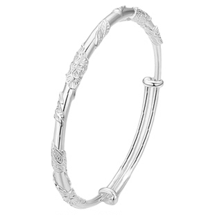 老凤祥繁花似锦花蕊实心纯银手镯女999足银镯子礼物手饰生日礼物