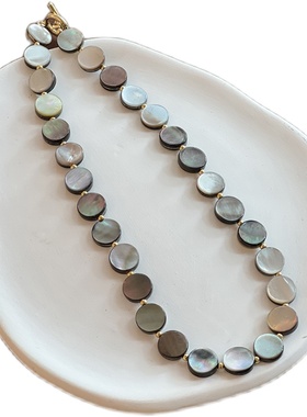 贝壳黑玛瑙女小众设计项链项圈