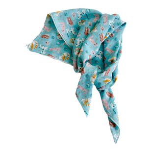 小方巾丝巾女蓝色儿童棉手帕春秋冬季护颈围脖领巾装饰纱巾薄围巾