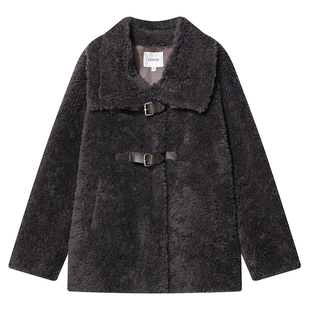 COVERINS100%羊毛颗粒绒环保仿麂皮立领皮草外套女冬季CC34510340