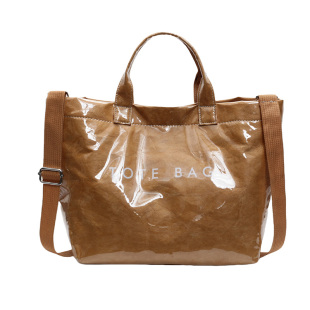 大容量杜邦纸果冻包透明pvc防水手提袋轻便通勤托特包单肩斜挎包