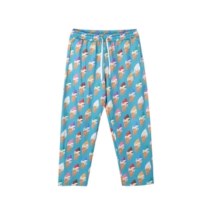 SLAMBLE美式九分直筒高弹运动休闲篮球睡裤长裤男女满印宽松秋冬