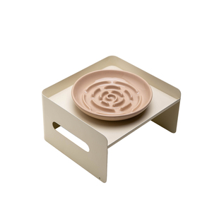 Petdebby简约慢食盘陶瓷舔食盘防噎猫碗缓食盘加高铁架保护颈椎