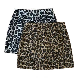 儿童豹纹包臀裙春秋2026新款女童毛呢半身裙子复古高腰短裙防走光