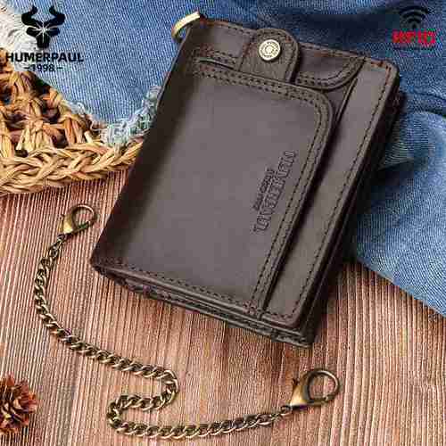 新品 热销RFID防磁男士钱包真皮拉链钱夹大容量多卡位零钱包