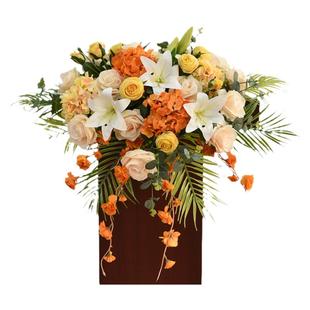 新款讲台花司仪主持商务演讲台花活动会议桌花挂式签到台仿真假花